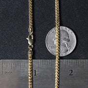 2.7mm 14k Yellow Solid Gold Diamond Cut Round Franco Chain
