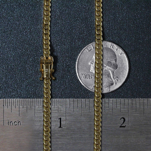 3.2mm 14k Yellow Gold Classic Solid Miami Cuban Chain