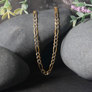 4.0mm 14K Yellow Gold Solid Pave Figaro Chain