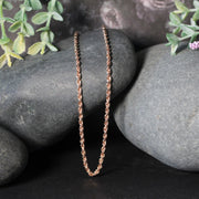 2.5mm 14k Rose Gold Solid Diamond Cut Rope Chain