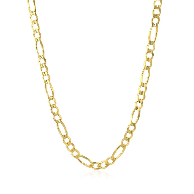 3.7mm 10K Yellow Gold Solid Figaro Chain