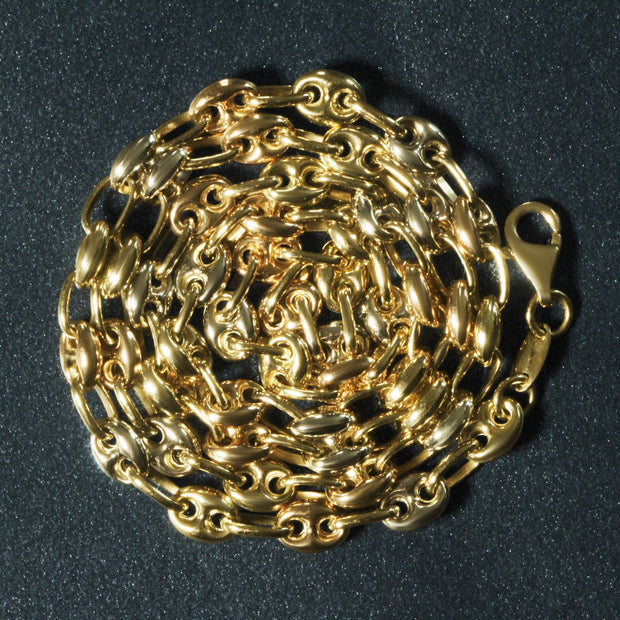 14k Tri Color Gold High Polish Puffed Mariner Link Chain