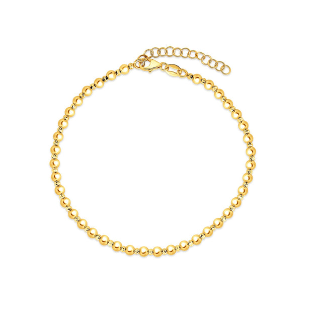 14k Yellow Gold Spaced Bead Bracelet (3mm)