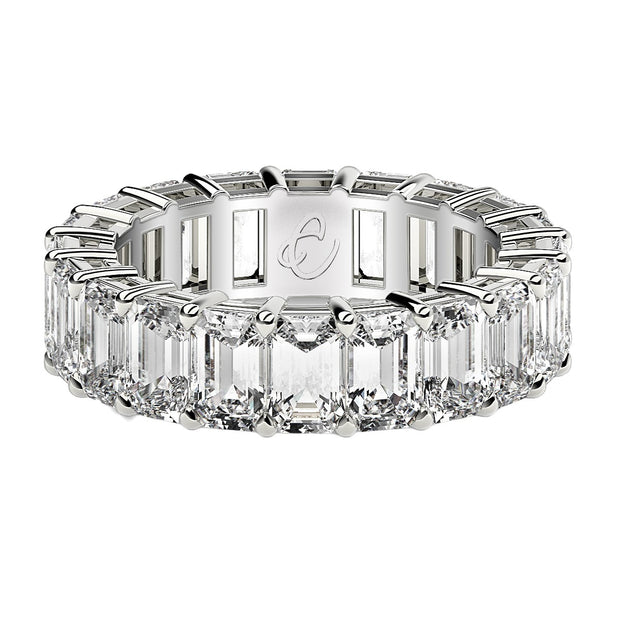 Emerald Cut Lab Grown Diamond Eternity Ring in 14k White Gold (7 cttw FG/VS2)