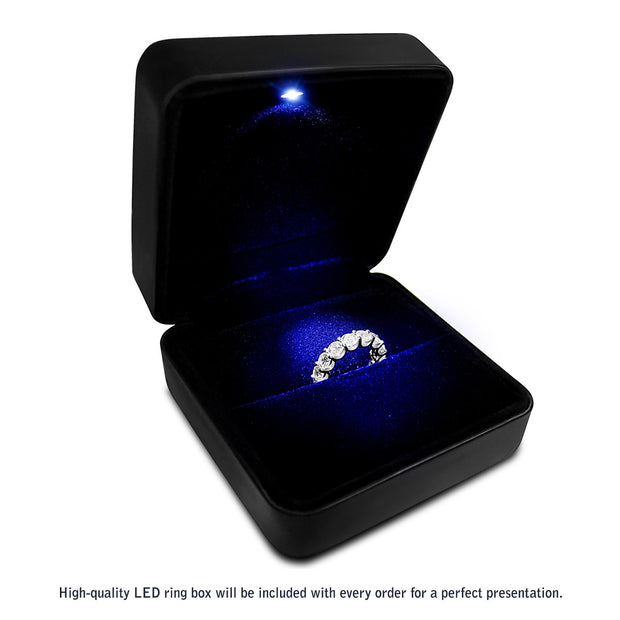 Emerald Cut Lab Grown Diamond Eternity Ring in 14k White Gold (5 cttw FG/VS2)