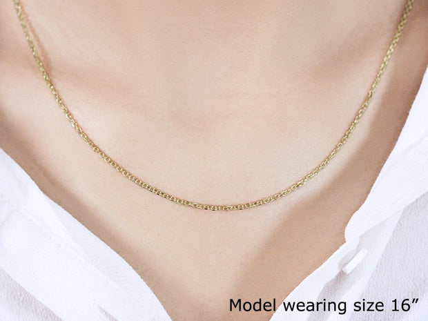 18k Yellow Gold Diamond Cut Cable Link Chain 1.5mm