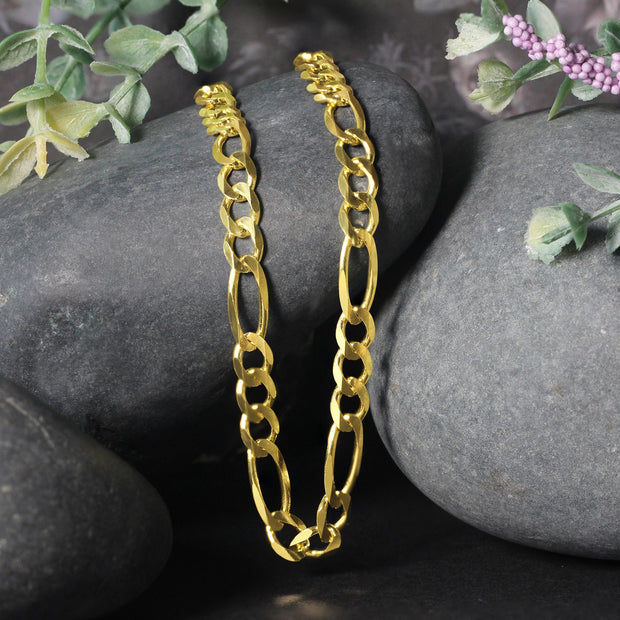5.3mm 10K Yellow Gold Solid Figaro Chain