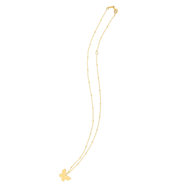14k Yellow Gold Ppillon Butterfly Necklace