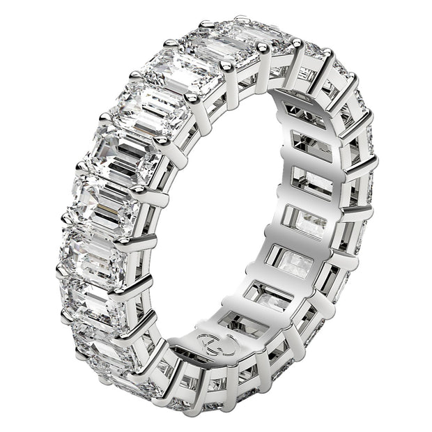 Emerald Cut Lab Grown Diamond Eternity Ring in 14k White Gold (6 cttw FG/VS2)