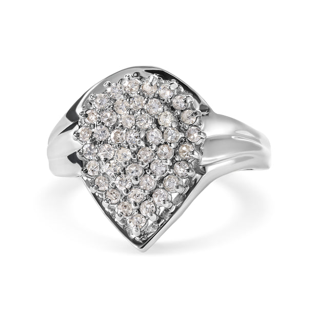 10K White Gold 1/2 Cttw Diamond Pear Shaped Cluster Ring (H-I Color, I1-I2 Clarity) - Ring Size 7