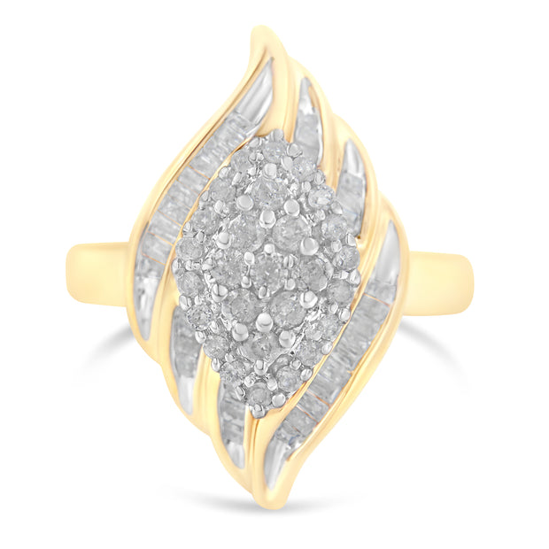 10K Yellow Gold Diamond Cocktail Ring (3/4 Cttw, I-J Color, I2-I3 Clarity) - Size 7