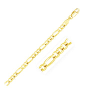 4.5mm 10k Yellow Gold Solid Figaro Bracelet