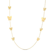 14k Yellow Gold Papillon Graduated Butterfly Necklace