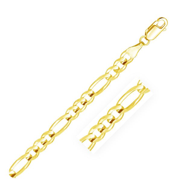 5.3mm 10k Yellow Gold Link Figaro Bracelet