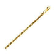 3.2mm 10K Yellow Gold Lite Hollow Diamond Cut Rope Chain