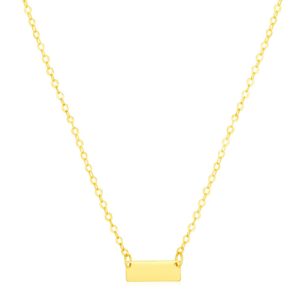 14k Yellow Gold Polished Mini Bar Necklace