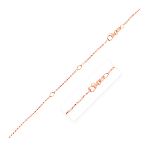 Double Extendable Diamond Cut Cable Chain in 14k Rose Gold (1.2mm)