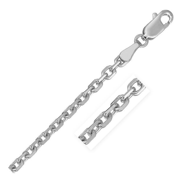 2.6mm 14k White Gold Diamond Cut Cable Link Chain