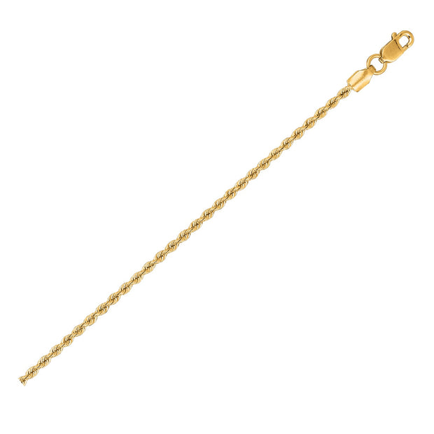 1.5mm 14k Yellow Gold Solid Rope Chain