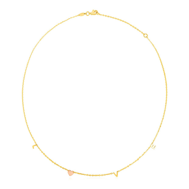 14k Two Tone Gold Love Necklace