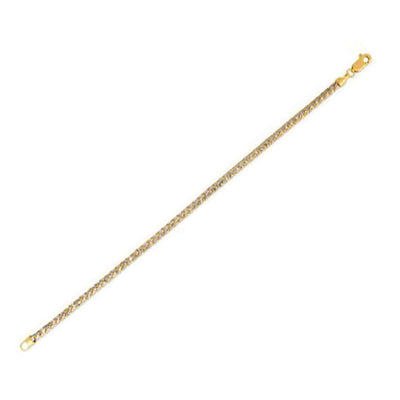 Round Pave Franco Chain Bracelet in 14k Yellow Gold (3.1 mm)