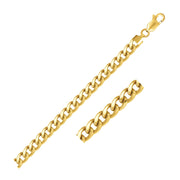 6.6mm 10k Yellow Gold Semi Solid Miami Cuban Bracelet