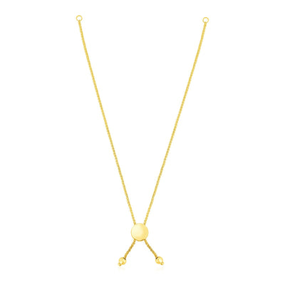 14k Yellow Gold 8 inch Adjustable Friendship Bracelet Chain with Disc Slide