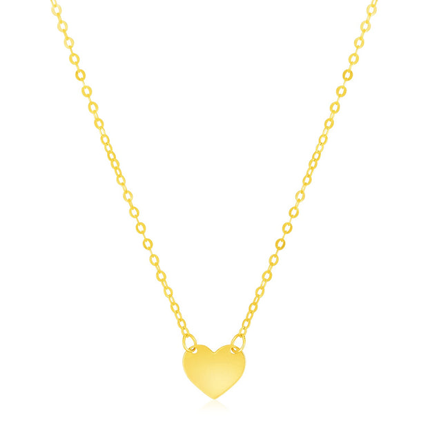 14k Yellow Gold Polished Mini Heart Necklace