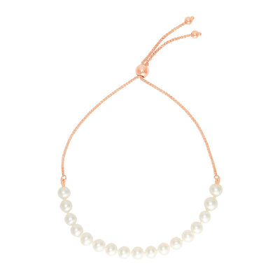 14k Rose Gold Adjustable Friendship Bracelet with Pearls