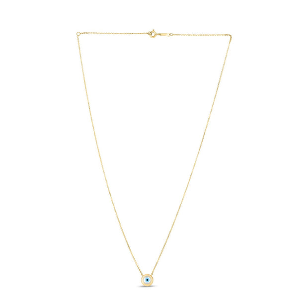 14k Yellow Gold MOP Evil Eye Necklace