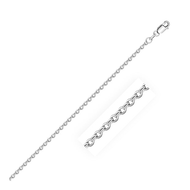 18k White Gold Diamond Cut Cable Link Chain 1.9mm