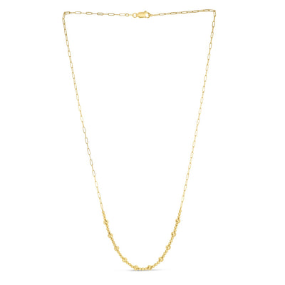 14k Yellow Gold Bead Paperclip Necklace