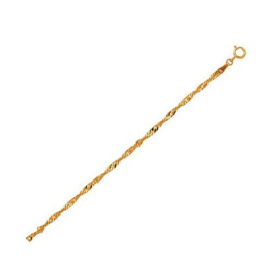 10k Yellow Gold Singapore Anklet 2.2mm