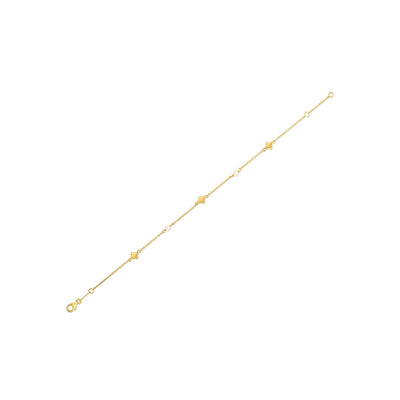 14k Yellow Gold Pearl Clover Bracelet