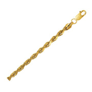 4.0mm 10K Yellow Gold Lite Hollow Diamond Cut Rope Chain