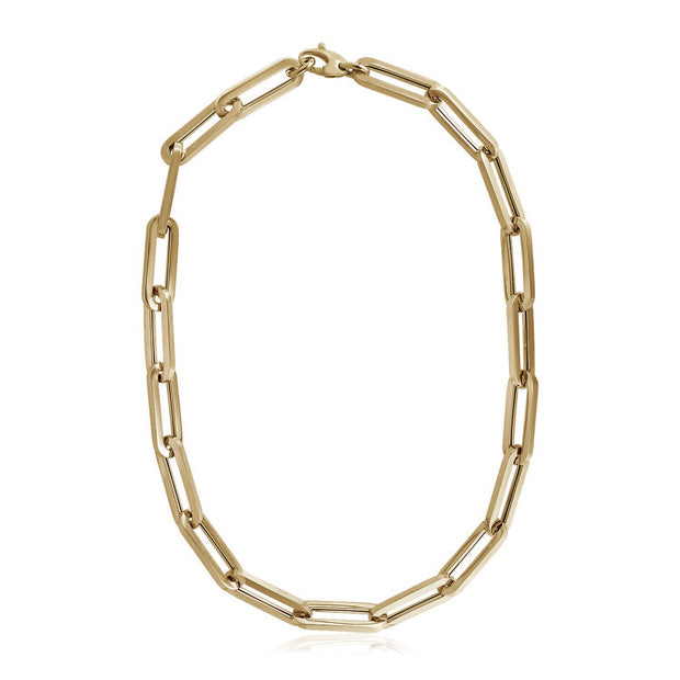 14k Yellow Gold Extra Wide Paperclip Chain Necklace