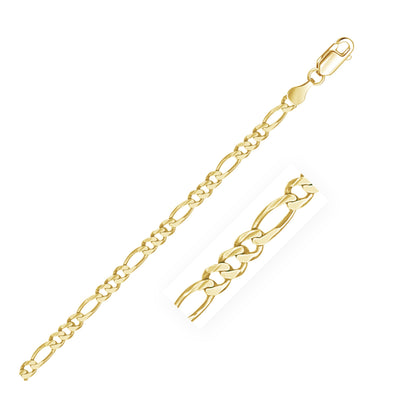 3.7mm 10k Yellow Gold Link Figaro Bracelet