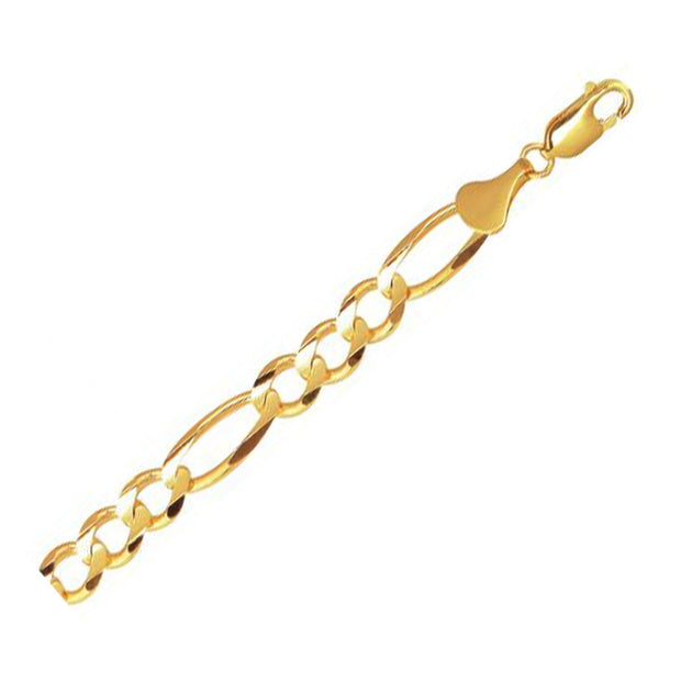 8.3mm 10K Yellow Gold Solid Figaro Chain