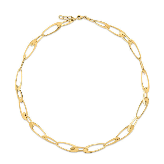 14K Yellow Gold Italian Oval Links Necklace