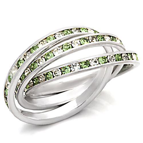 35108 - High-Polished 925 Sterling Silver Ring with Top Grade Crystal  in Peridot