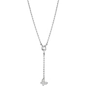 3W443 - Rhodium Brass Necklace with AAA Grade CZ  in Clear