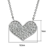 3W076 - Rhodium Brass Necklace with AAA Grade CZ  in Clear