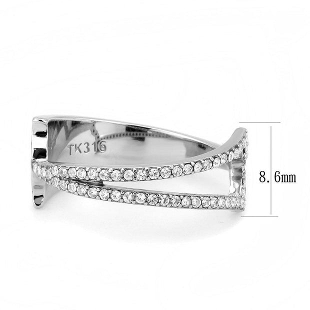 DA310 - No Plating Stainless Steel Ring with AAA Grade CZ  in Clear