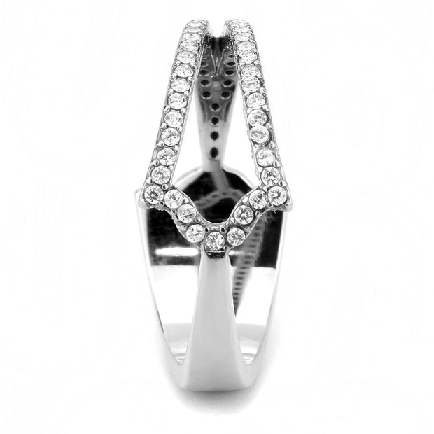 DA310 - No Plating Stainless Steel Ring with AAA Grade CZ  in Clear