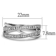 3W782 - Rhodium Brass Ring with AAA Grade CZ  in Clear