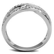 3W782 - Rhodium Brass Ring with AAA Grade CZ  in Clear
