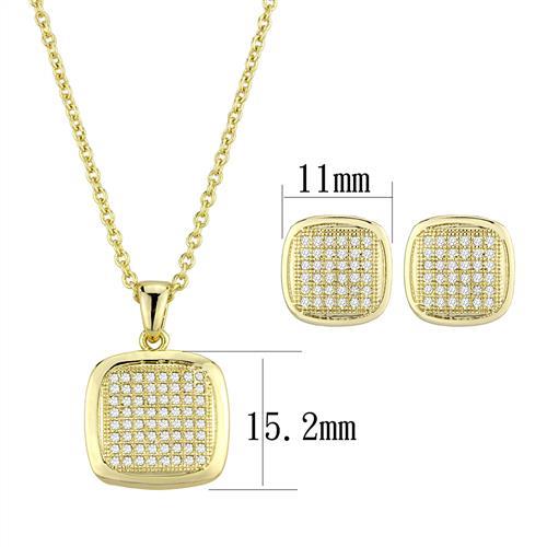 3W1269 - Gold Brass Jewelry Sets with AAA Grade CZ  in Clear