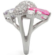 1W021 - Rhodium Brass Ring with AAA Grade CZ  in Multi Color