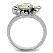 3W598 - Rhodium Brass Ring with AAA Grade CZ  in Citrine Yellow