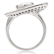 1W088 - Rhodium Brass Ring with AAA Grade CZ  in Clear